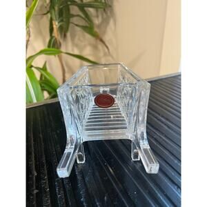 Vintage Gorham Fine Crystal Wheelbarrow Candy Dish Giftware Garden Serenade